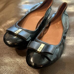 Black Leather Women's Flats
